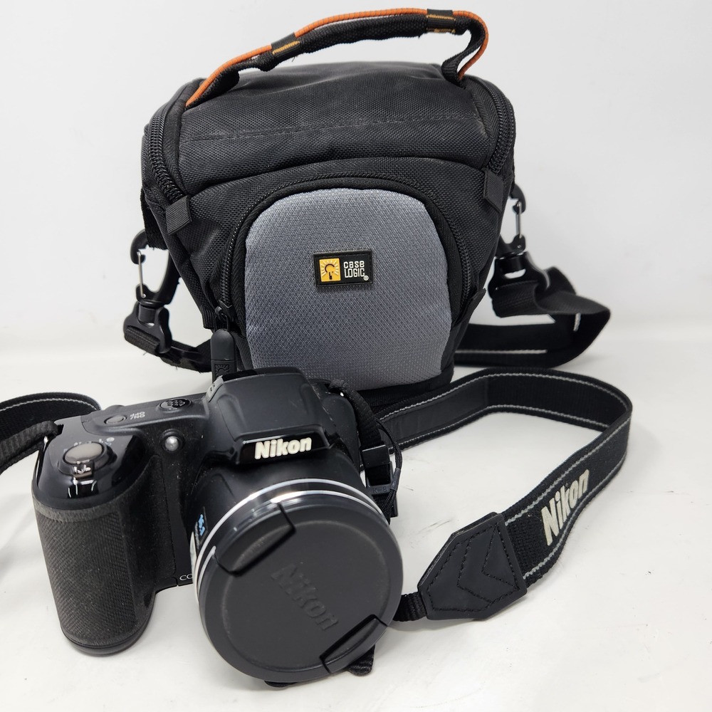 Nikon Coolpix L320 Digital Camera Black 16.1MP 26x Zoom with Case Logic Bag